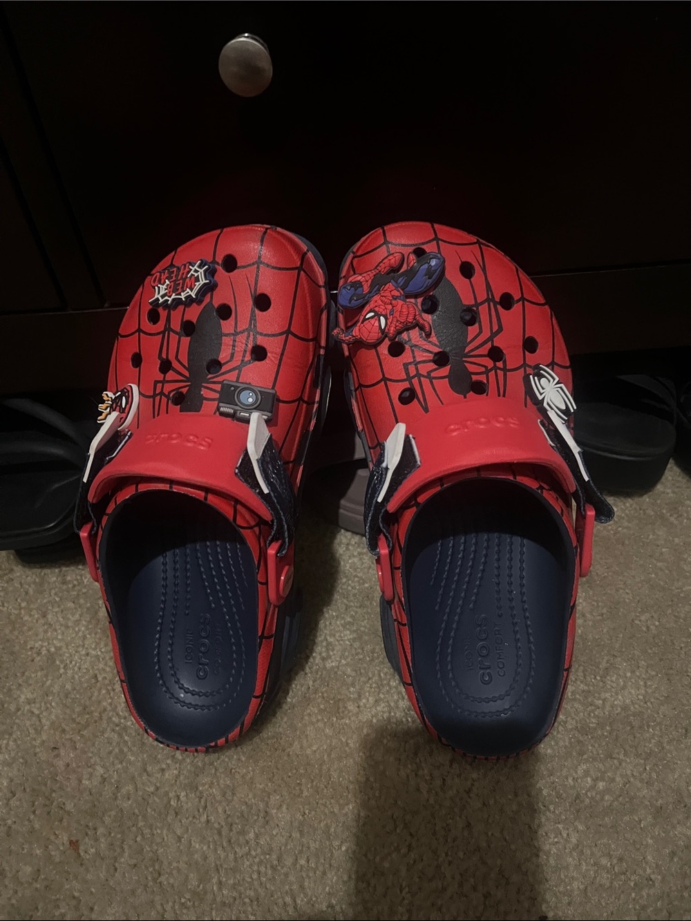 CROCS Red & Navy Spider-Man Themed Mules